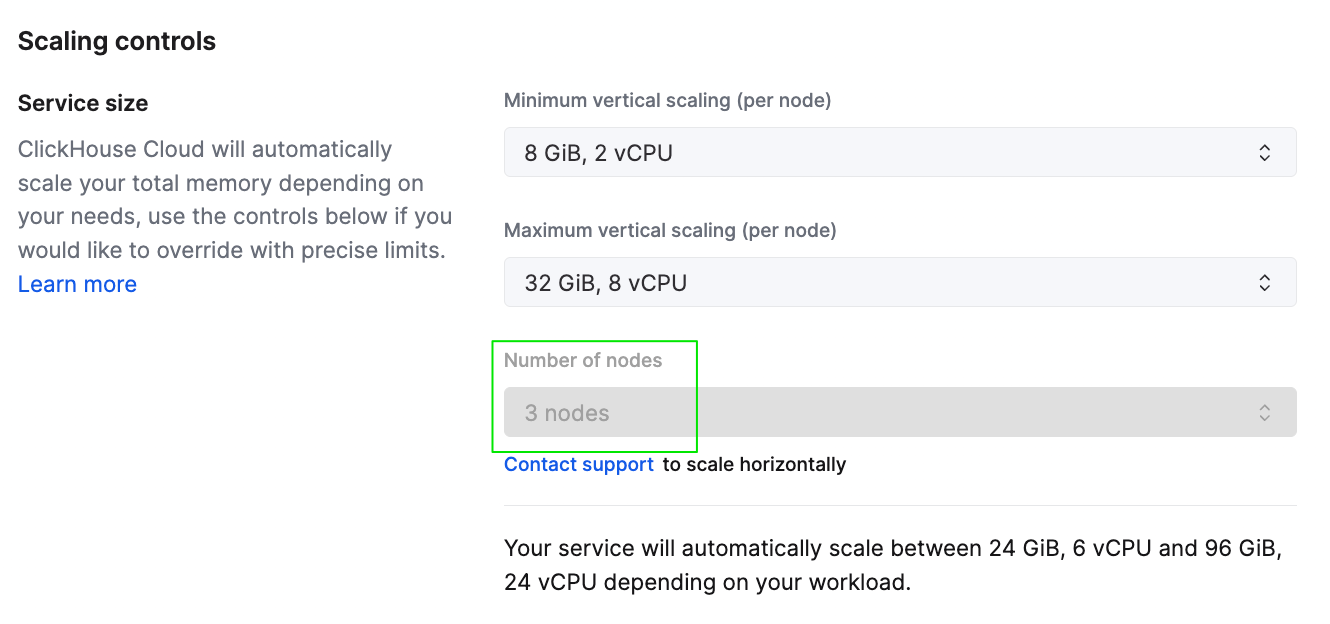 Scaling configuration settings